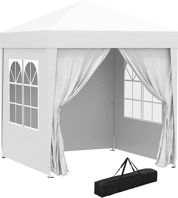 Outsunny 2m x 2m Garden Pop Up Gazebo Marquee Party Tent Wedding Awning Canopy New With free Carrying Case White + Removable 2 Walls 2 Windows