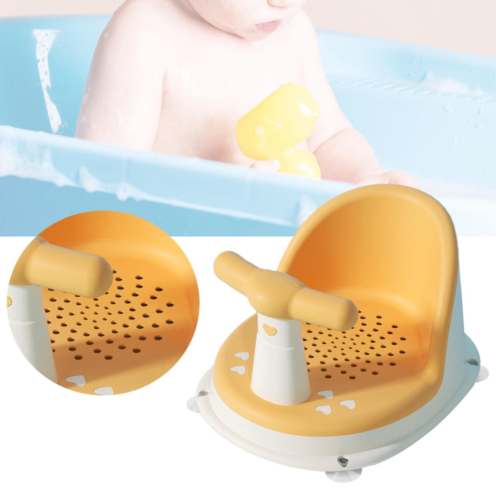 Asiento de Baño para Bebés con Diseño de Dibujos Animados, Asiento para Bañera con Ventosas para Bebés de 6 Meses con Respaldo.