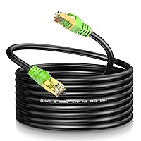 Vista 10 de Cable Ethernet Cat8 de 3 pies Redondo S/FTP para exteriores e interiores, resistente de alta velocidad, cable de red LAN Cat8, 40Gbps 2000Mhz