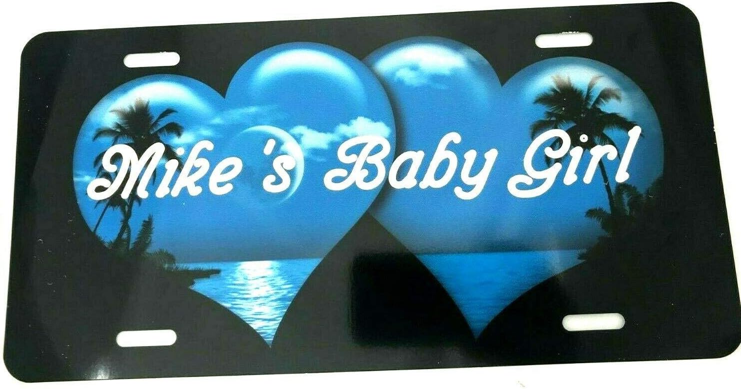 Double Hearts Palm Personalized Custom License Vanity Plate Free Engraved Auto Car Tag Hearts with Palm License Plate Beautifully Designed, Specially Made, Car Wash Safe, Indoors or Outdoors