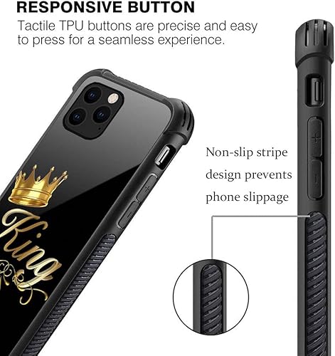 Miniatura 3 de DJSOK Funda para iPhone 13 Pro Max, diseño de patrón de lujo, a prueba de golpes, funda resistente para hombre y mujer, corona rey