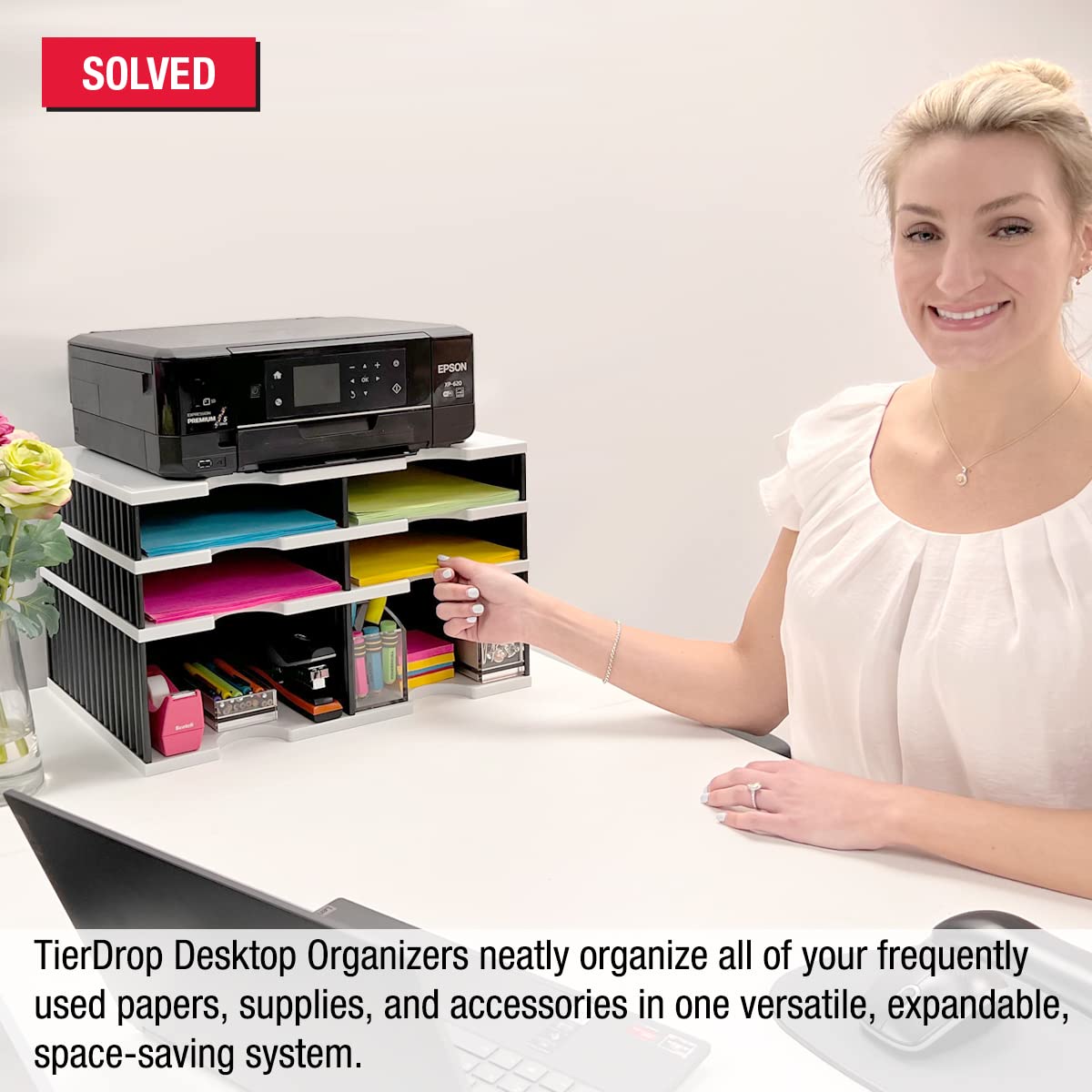 Ultimate Office TierDrop Schreibtisch-Organizer mit 4 Briefablagen für Formulare, Post und Klassenzimmer, plus eine Erhöhung für einfachen Zugang zu unteren Schlitzen, Schreibtischzubehör und Zubehör