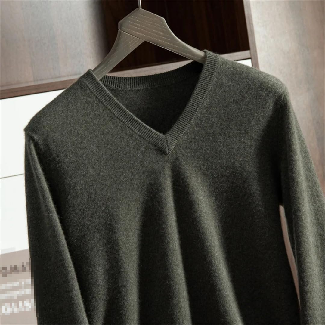Vogrtcc Maglione in Cashmere da Uomo Maglione Pullover con Scollo A V Lavorato A Maglia Casual Business