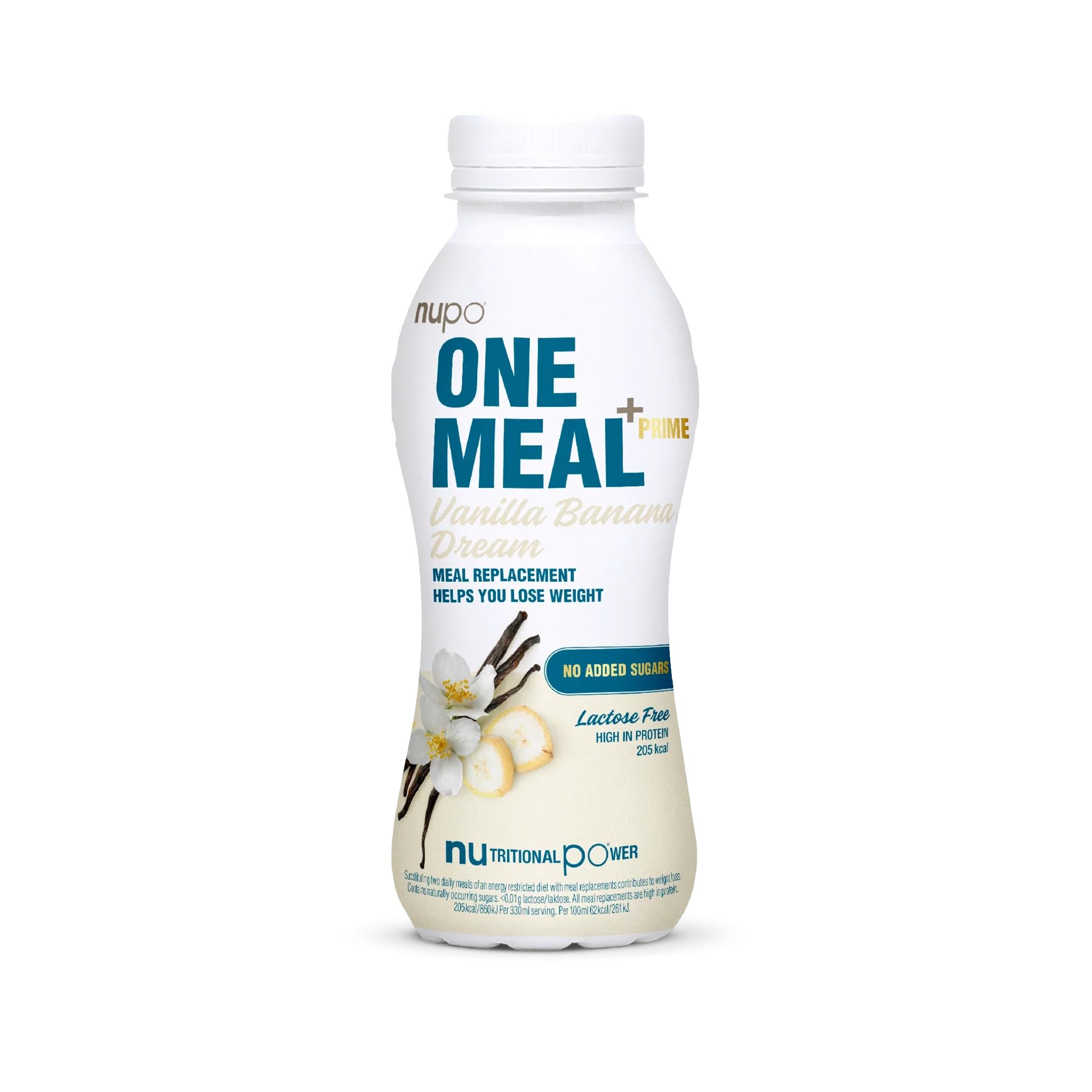 NUPO One Meal +Prime Vanilla Banana Dream Ready-to-Drink Shake - Tasty meal replacement shake with 24 vitamins and minerals - High in protein - No added sugar - 12 x 330ml