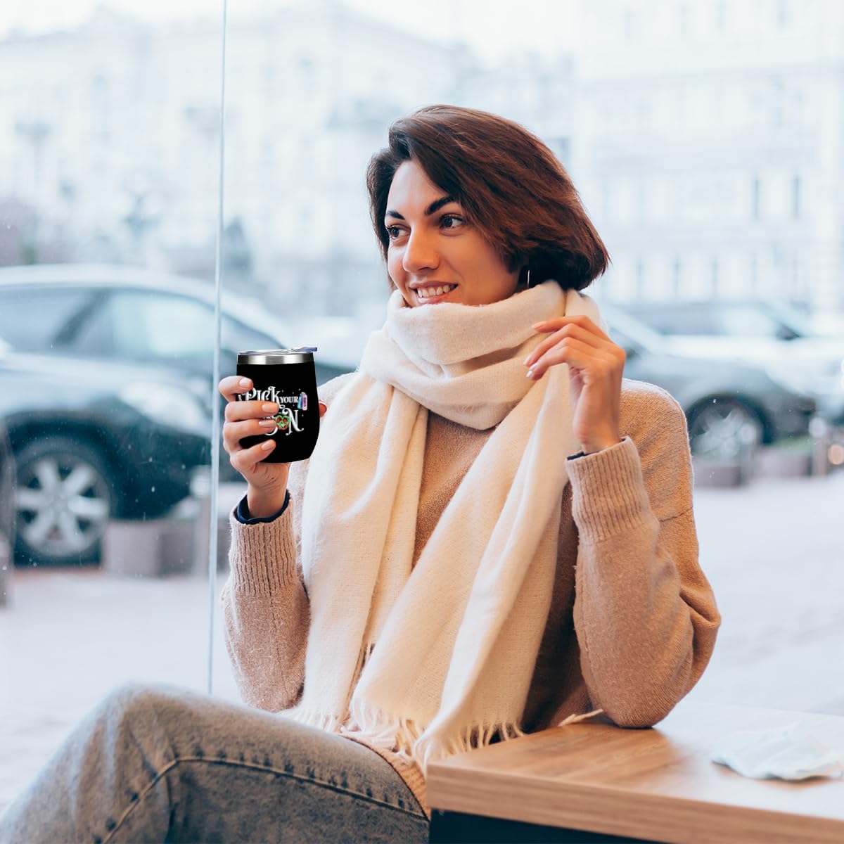 Cute Wine Tumbler, 12 oz Tumbler with Lid, Insulated Wine Glass Travel Coffee Mug, Funny Witchcraft Supplies Witch Decor Christmas Halloween Birthday Witchy Gifts for Women Fans Sister Girls - Image 4