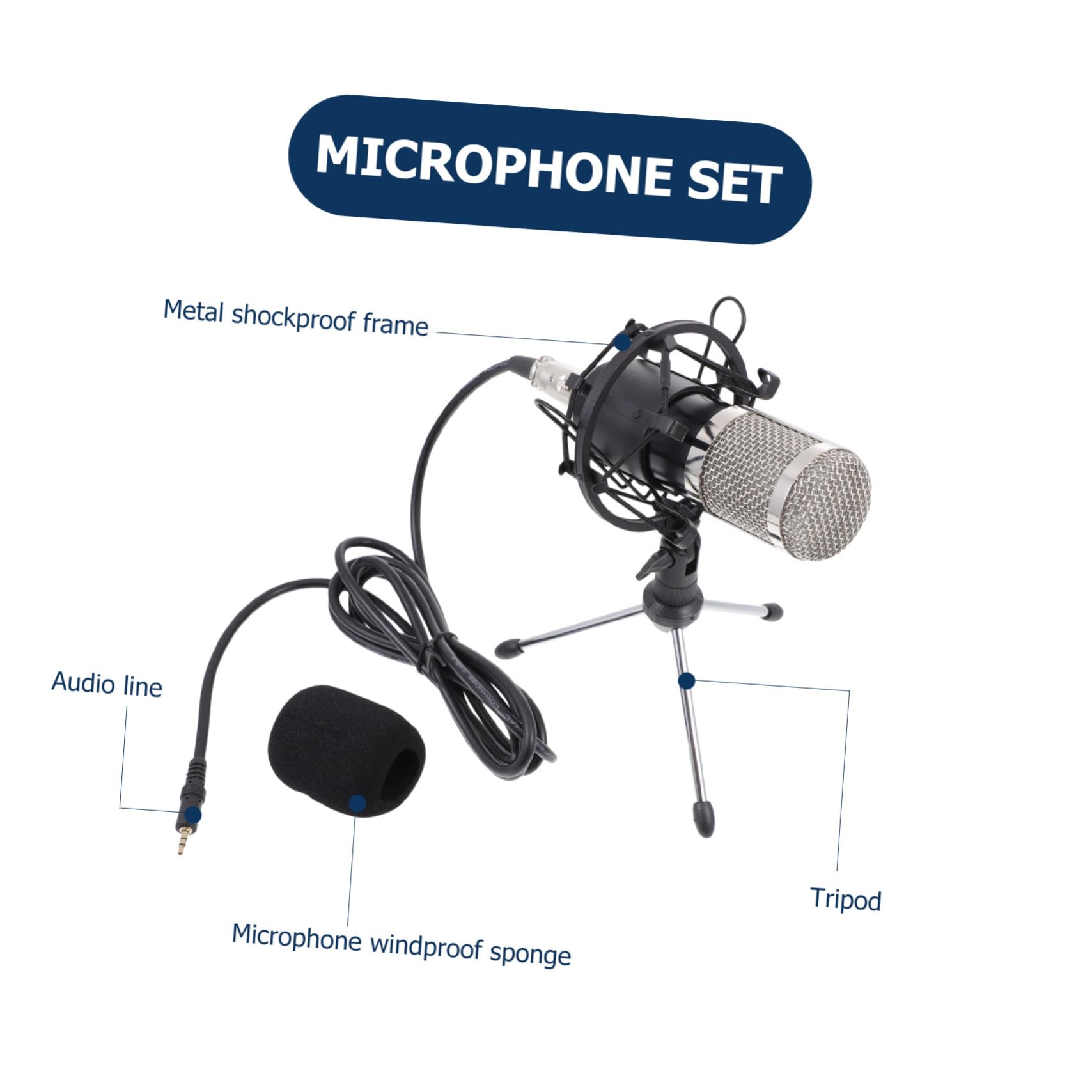 ifundom Microfono Condensatore Per Riunioni Ktv Set Di Microfoni Efficienti e Durevoli Per Trasmissioni in Diretta Spettacoli e Altre Applicazioni Leggero e Non Ingombrante Fattura Per