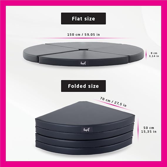 LUPIT POLE Premium Dance Mat - Foldable Crash Mat with High-Grade EPE Foam Padding + Water Resistant Elastic Leather Cover - Protective Fall Safety Cushion for Pole Dancing