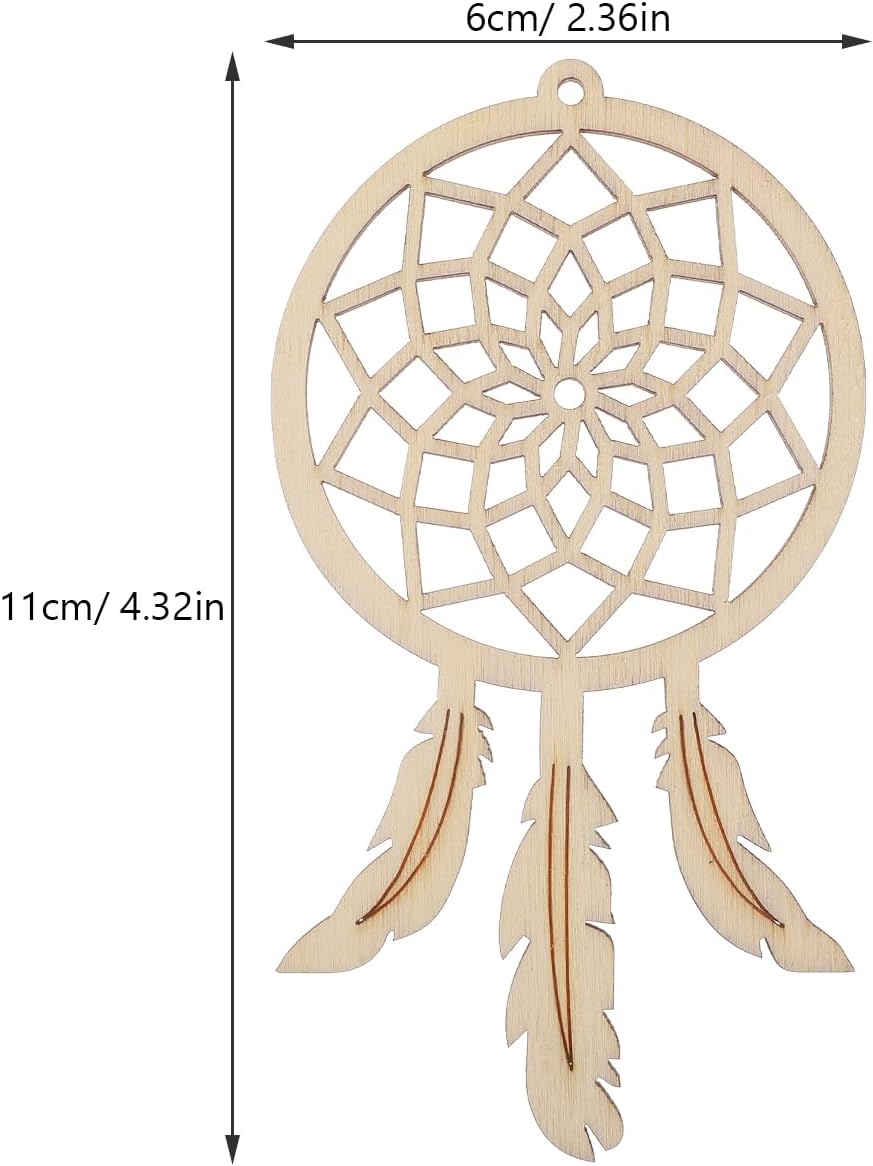 Garneck 20 pcs Dreamcatcher Craft Pendant Wooden Dream Catcher Ornaments Home Decor Pendant Wall Ornament for Porch Living Room Party Banquet DIY Decoration image 5