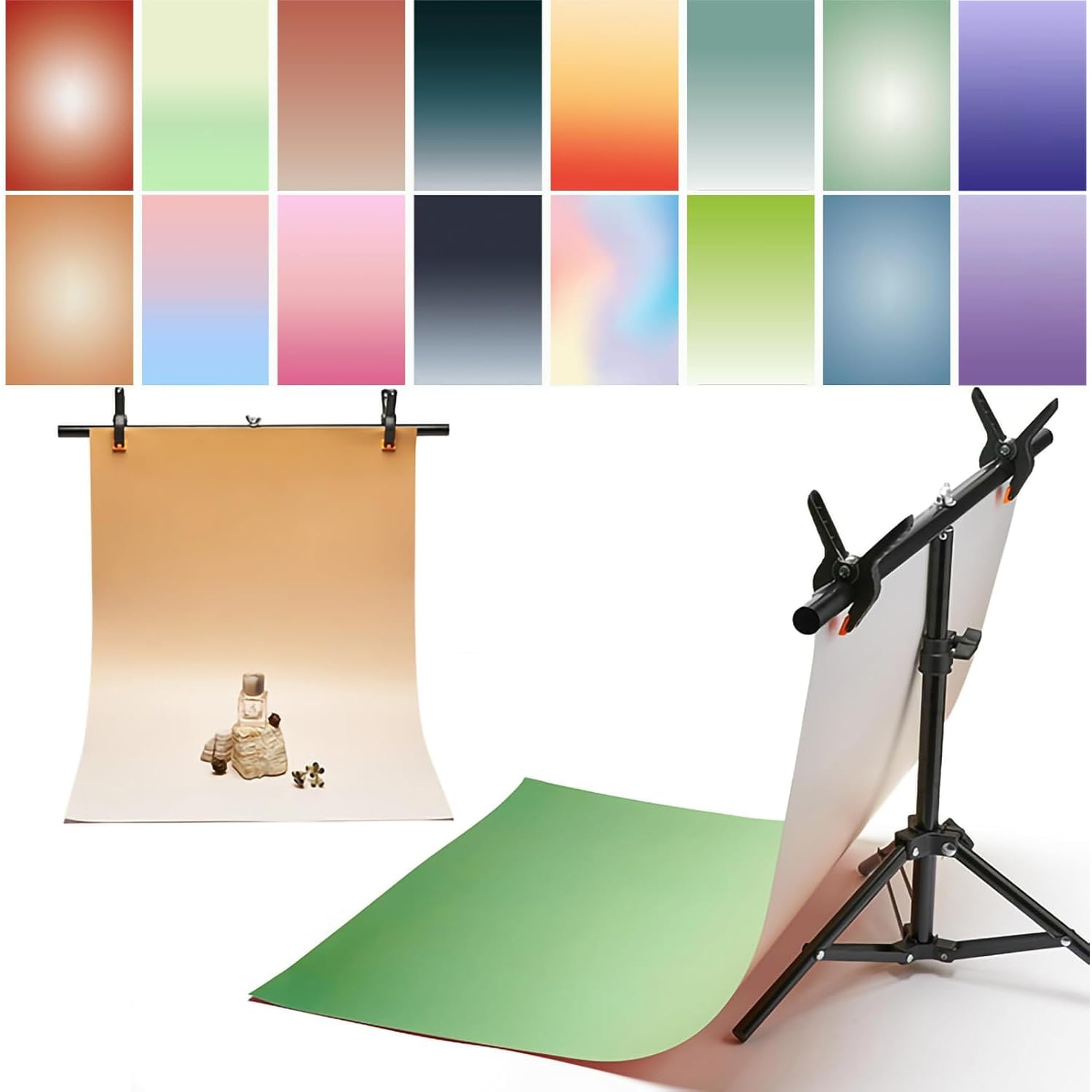 7 Piezas de Papel de Fondo Gradual 3D de 14 Patrones para fotografía con Soporte, 34 x 23 Pulgadas, Fondos de Mesa de Fotos de Doble Cara para Alimentos, Joyas, cosméticos, Maquillaje