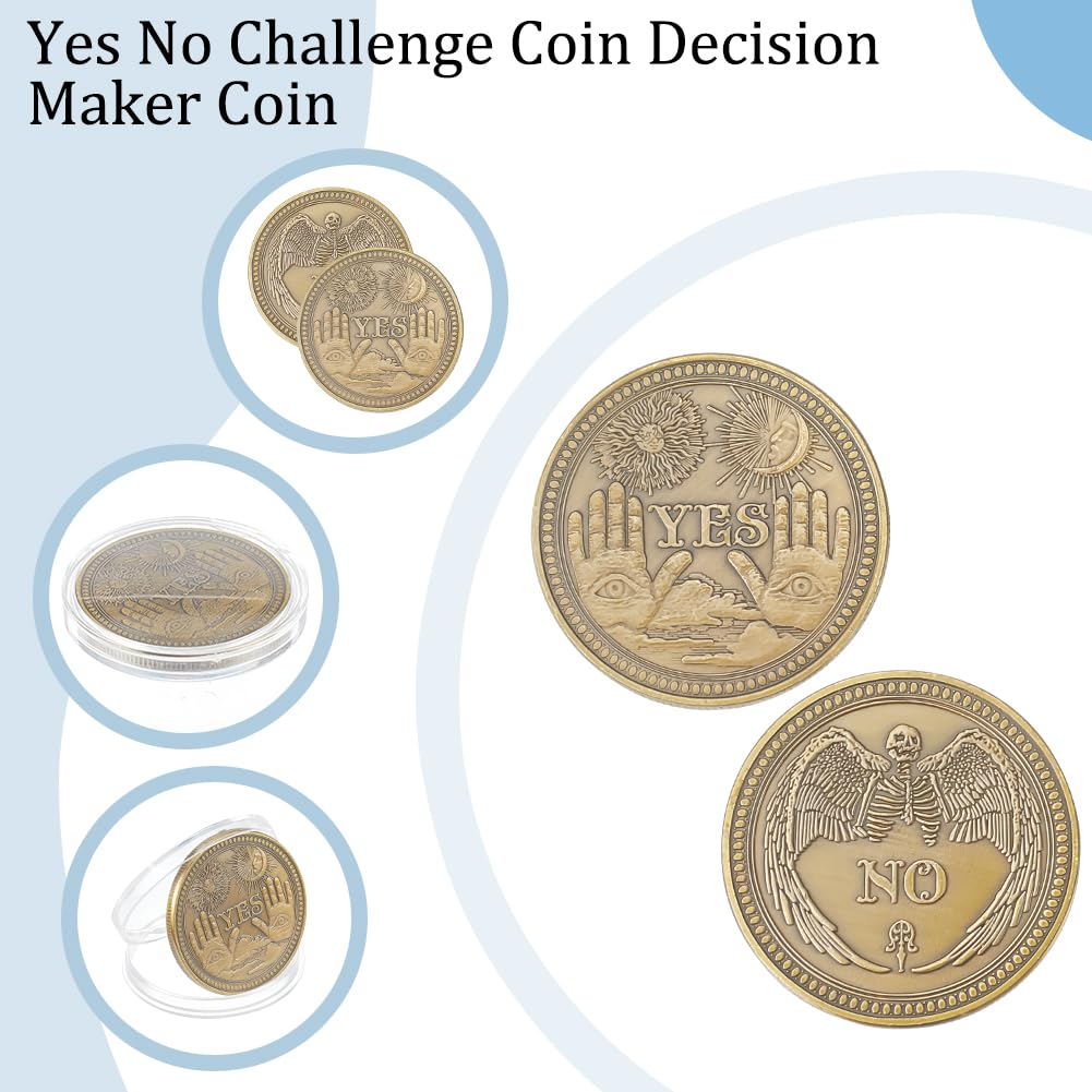 WEBEEDY 8PCS Yes No Challenge Coin Decision Maker Coin Lucky Medallion Souvenir Divination Flip Coin, 2 colori