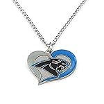 Aminco NFL Carolina Panthers Swirl Heart Pendant Necklace, Silver, 4