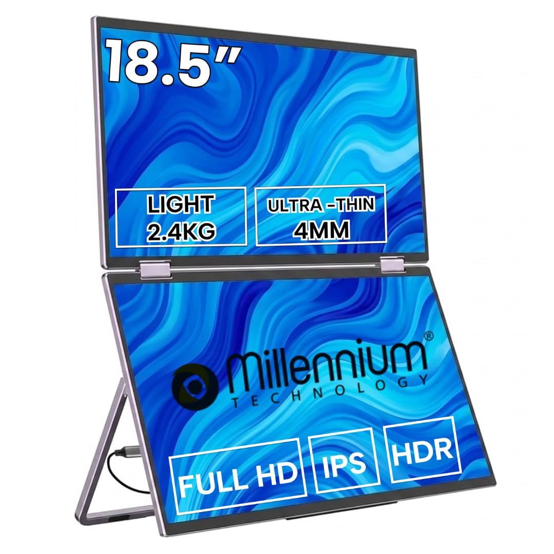 18.5" Tri-Screen Portable Foldable Dual Monitor with Single Wire | Triple Monitor Compatible with Windows OS | Laptop Screen Extender (18.5 Inch)-picture-24
