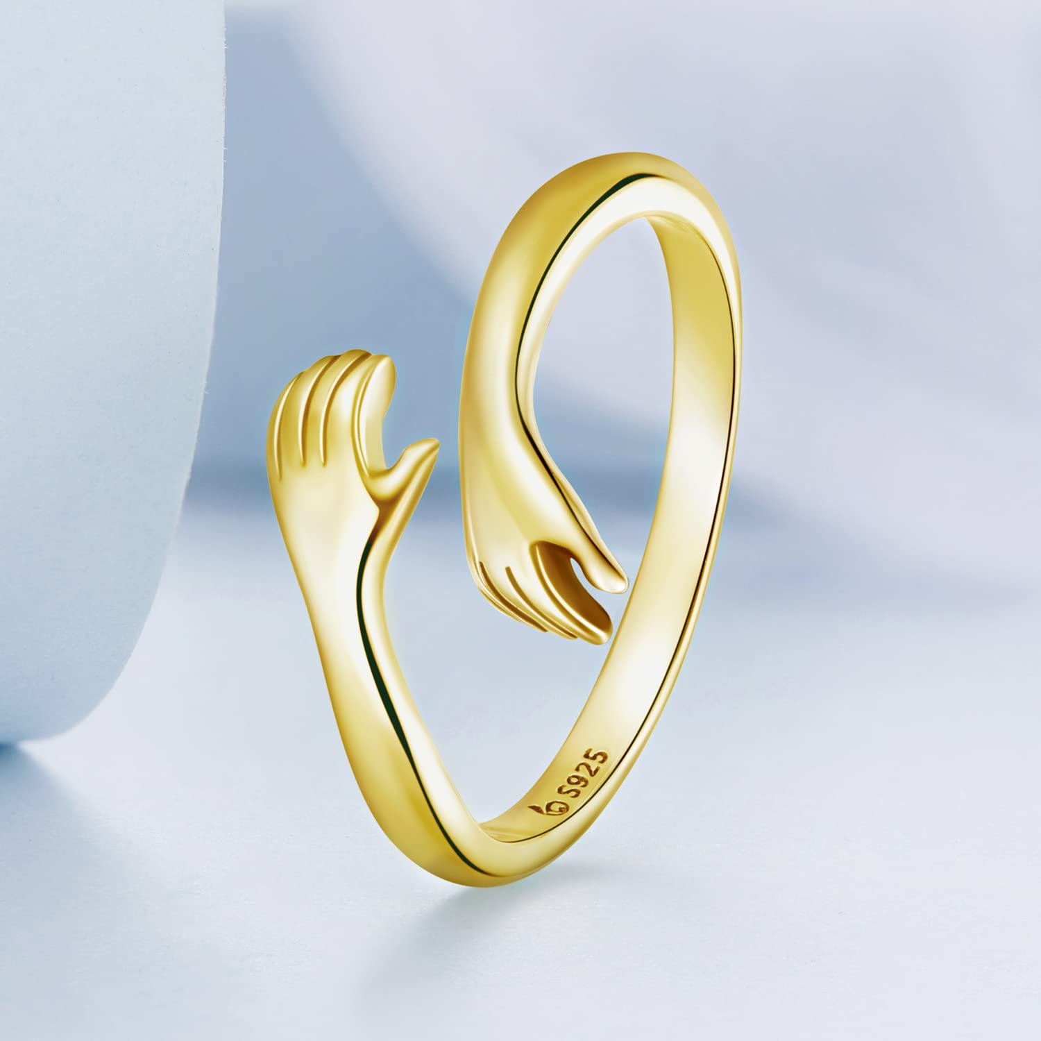 ShiYu Anillos para niñas Plata 925 Chapado en oro amarillo Anillo de abrazo Regalo de cumpleaños