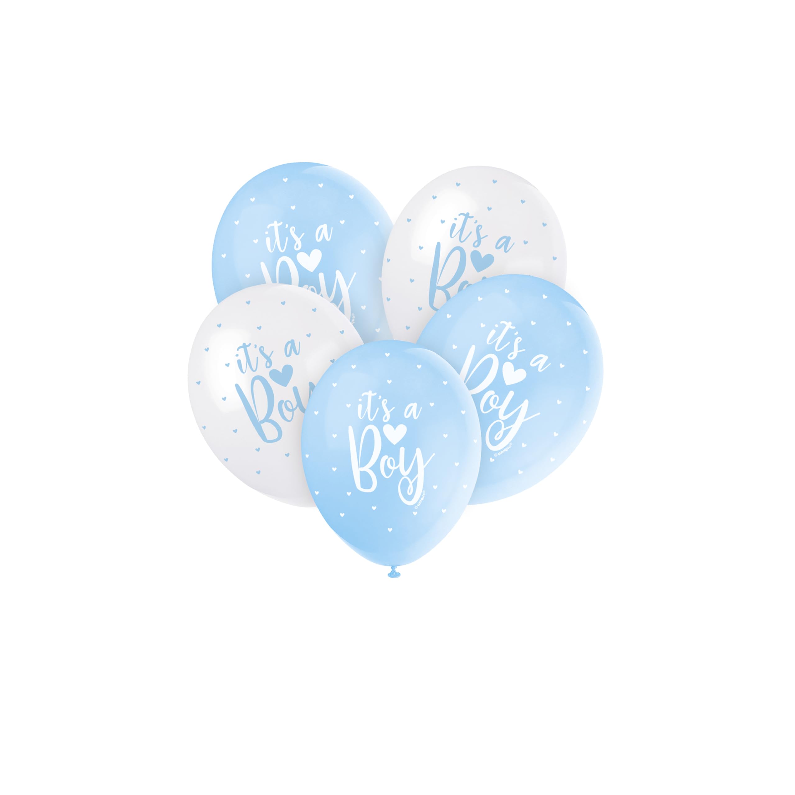 Unique Party 56115 - 12" Pearlised Latex Assorted Blue "It's A Boy" Baby Shower Balloons, Pack of 5