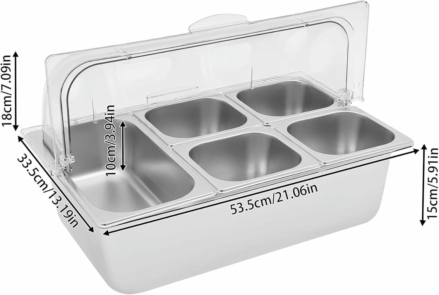 1 Set for Salad Bar, Buffet Station, Food Serving Container, Food Service Display with Lid, Cold Dishes, Buffet Servant for Home, Hotel, Shopping Center ~/