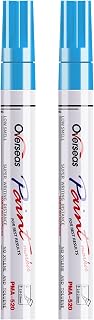 Overseas Permanent Paint Pens Light Blue Markers - 2 Pack Single color Oil Based Paint Markers, Medium Tip, Quick Drying and Waterproof Marker Pen for Metal, Rock Painting, Wood, Plastic, Canvas, Mugs