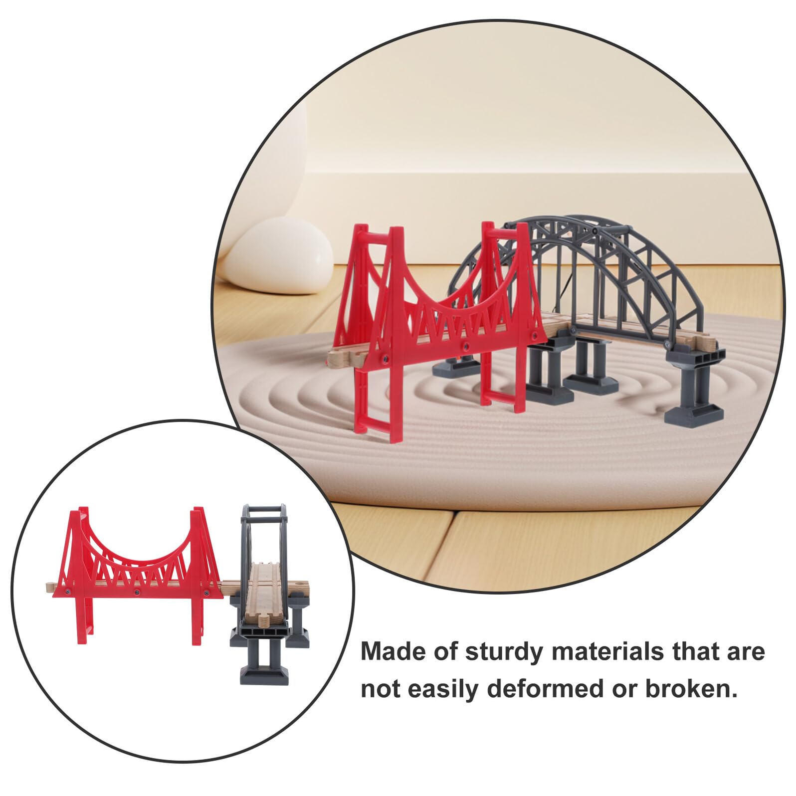 Accesorios para Vías de Tren de Madera para Niños 2 Piezas Puente