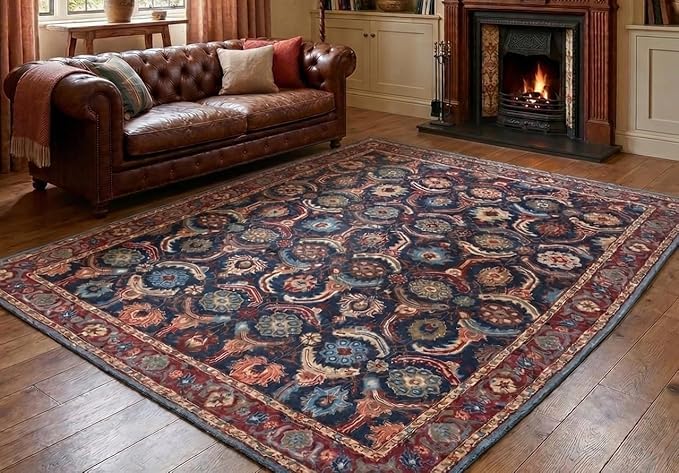 Tapis classique en EVA Weavers bleu foncé antidérapant pour le salon 80x270 cm
