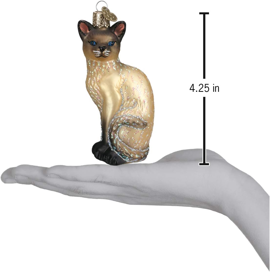 Old World Christmas Ornaments Tan Siamese Cat Glass Blown Ornaments for Christmas Tree