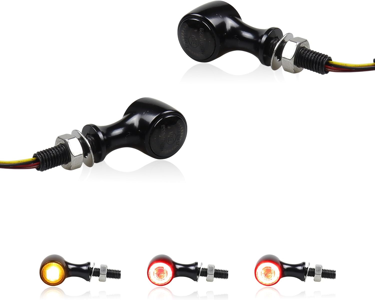 Universal Mini Rear LED Turn Signals 12V Motorcycle LED Tail Lights Red Brake Taillights Compatible with Honda Grom Suzuki Yamaha VStar Triumph Kawasaki Harley Sportster Chopper Bob
