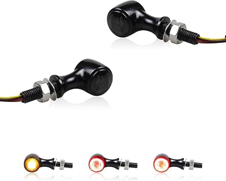 Universal Mini Rear LED Turn Signals 12V Motorcycle LED Tail Lights Red Brake Taillights Compatible with Honda Grom Suzuki Yamaha VStar Triumph Kawasaki Harley Sportster Chopper Bob