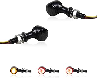 Universal Mini Rear LED Turn Signals 12V Motorcycle LED Tail Lights Red Brake Taillights Compatible with Honda Grom Suzuki Yamaha VStar Triumph Kawasaki Harley Sportster Chopper Bob
