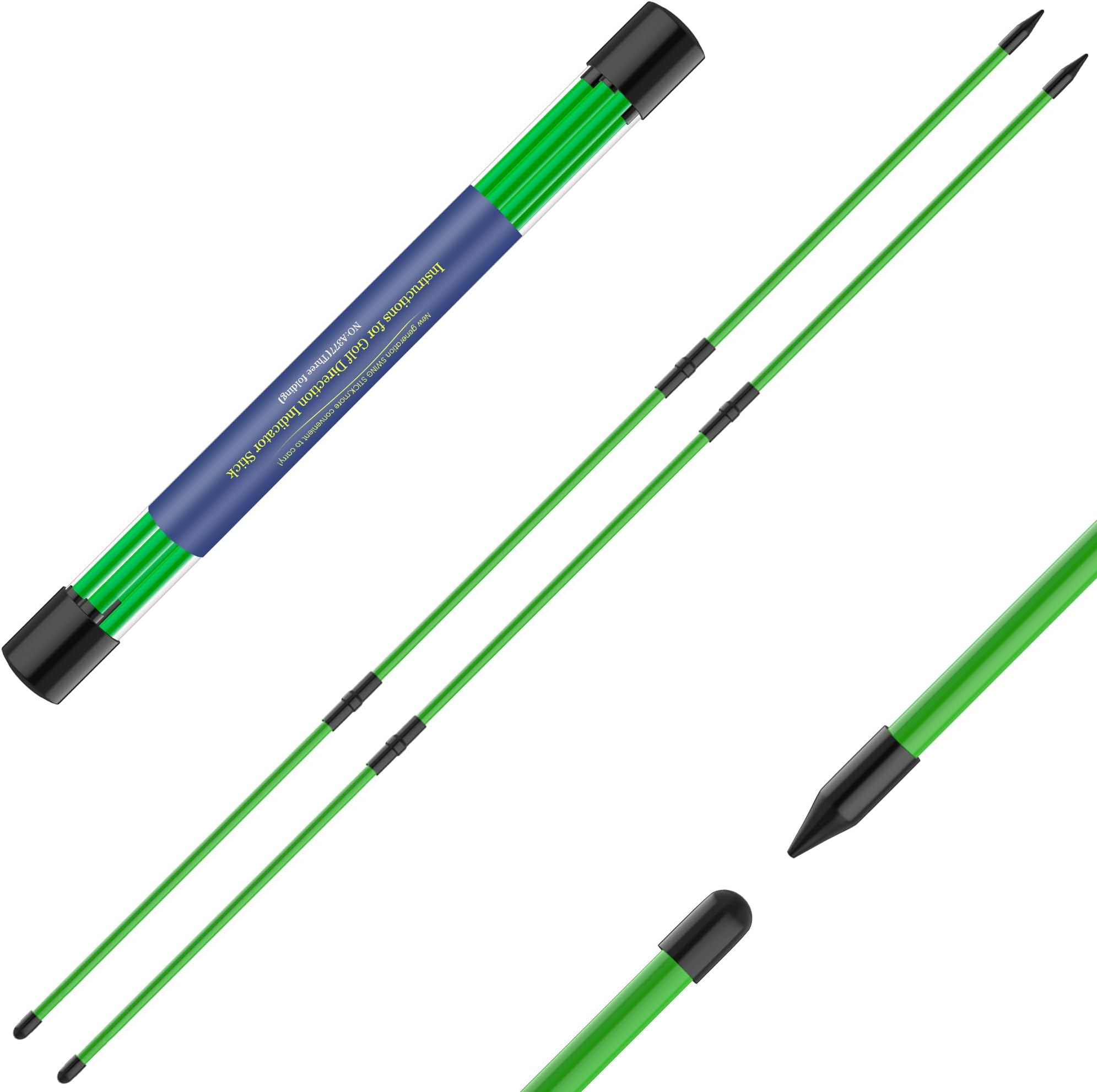 Seticek Golf Alignment Sticks 2 Pack,Upgraded 48" Collapsible Alignment Stick Golf Training Aid for Aiming, Putting, Swing Trainer, Golf Training Sticks with Clear Tube Case