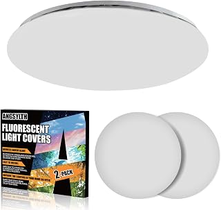 2 Pcs Fluorescent Light Covers - 12 Inch Round Covers for Ceiling Lights, Home Velcro Light Filters for Classroom (Light Gray)