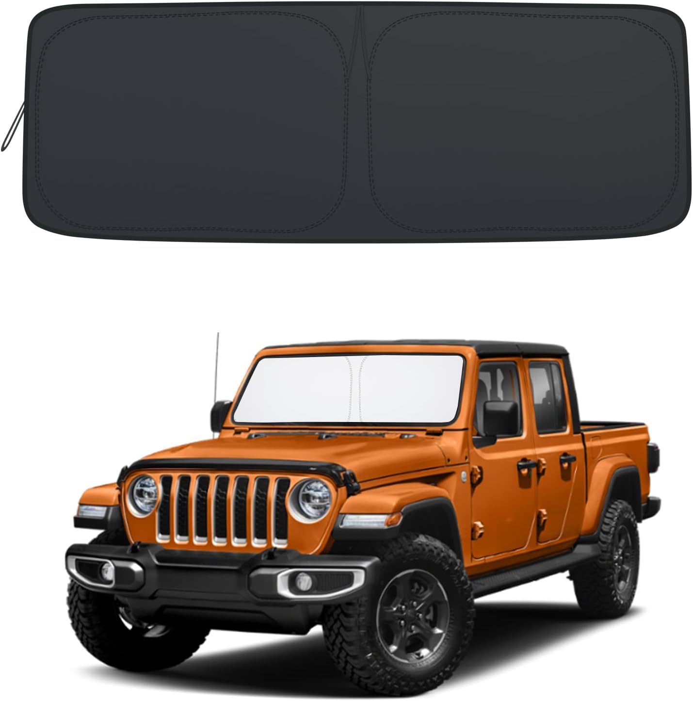 JKCOVER Front Window Windshield Sunshade Compatible with 2024 2025 2026 Toyota Tacoma(4th Gen Tacoma) Accessories Sun Heat UV Rays Protector Foldable Sun Shade Cover Car Visor