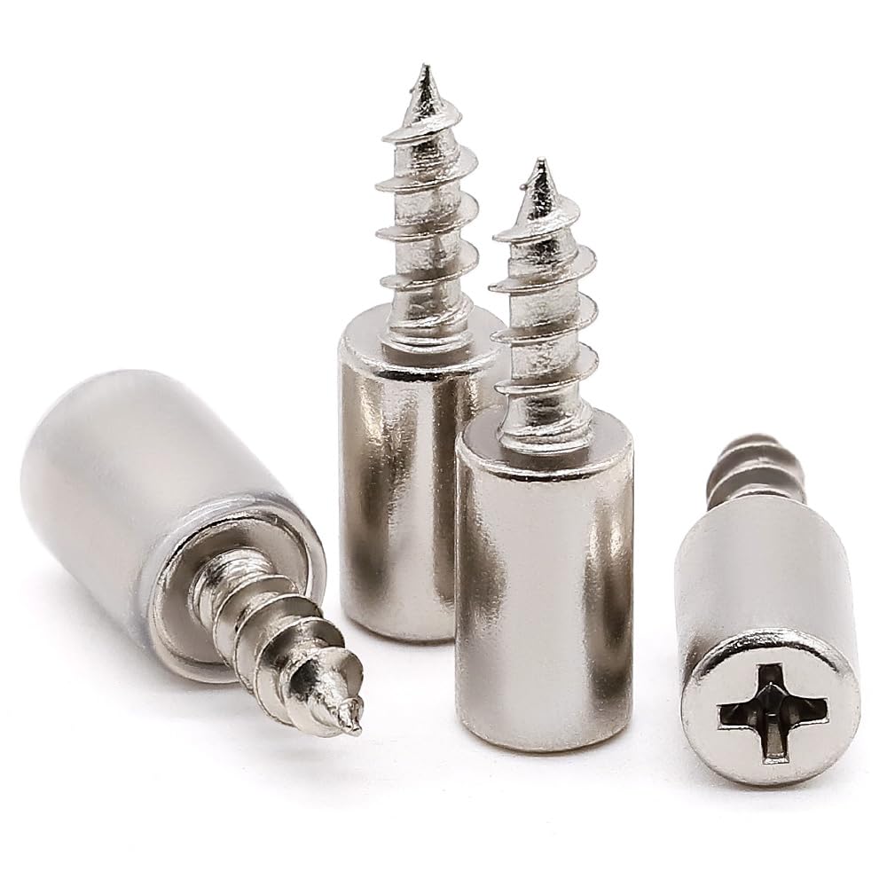 Glvaner Cabinet Laminate Support Self Tapping Screws, Shelf Pegs (50 Pcs, Clear, Silver)