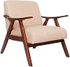 sogesfurniture Accent Chairs Kitchen Dining Chair Living Room Corner Chair Armchair with Armrests & Backrest Wooden Lounge Chair, Brown BHUS-WH-5090
