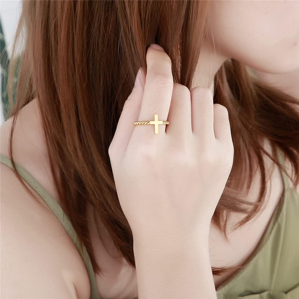 Unisex Stainless Steel Simple Creative Twist Religious Cross Couple Wedding Ring