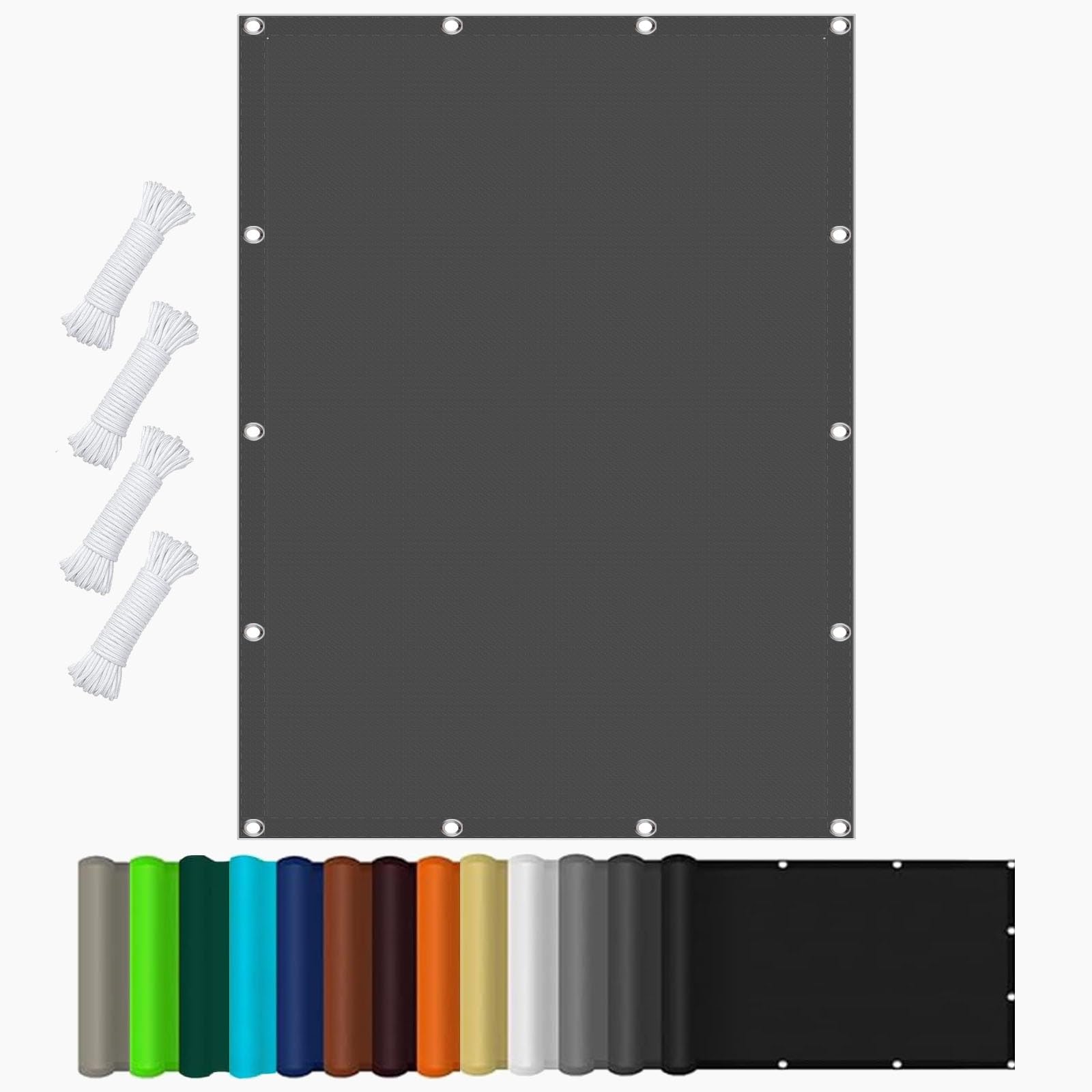 Voile d'ombrage 2.2x5.4m gris foncé avec oeillets pour pergola