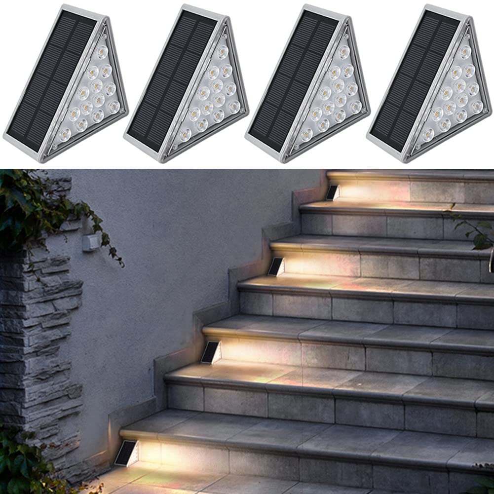 Amazon.co.jp: 4パックソーラーステップライト、LEDソーラー階段