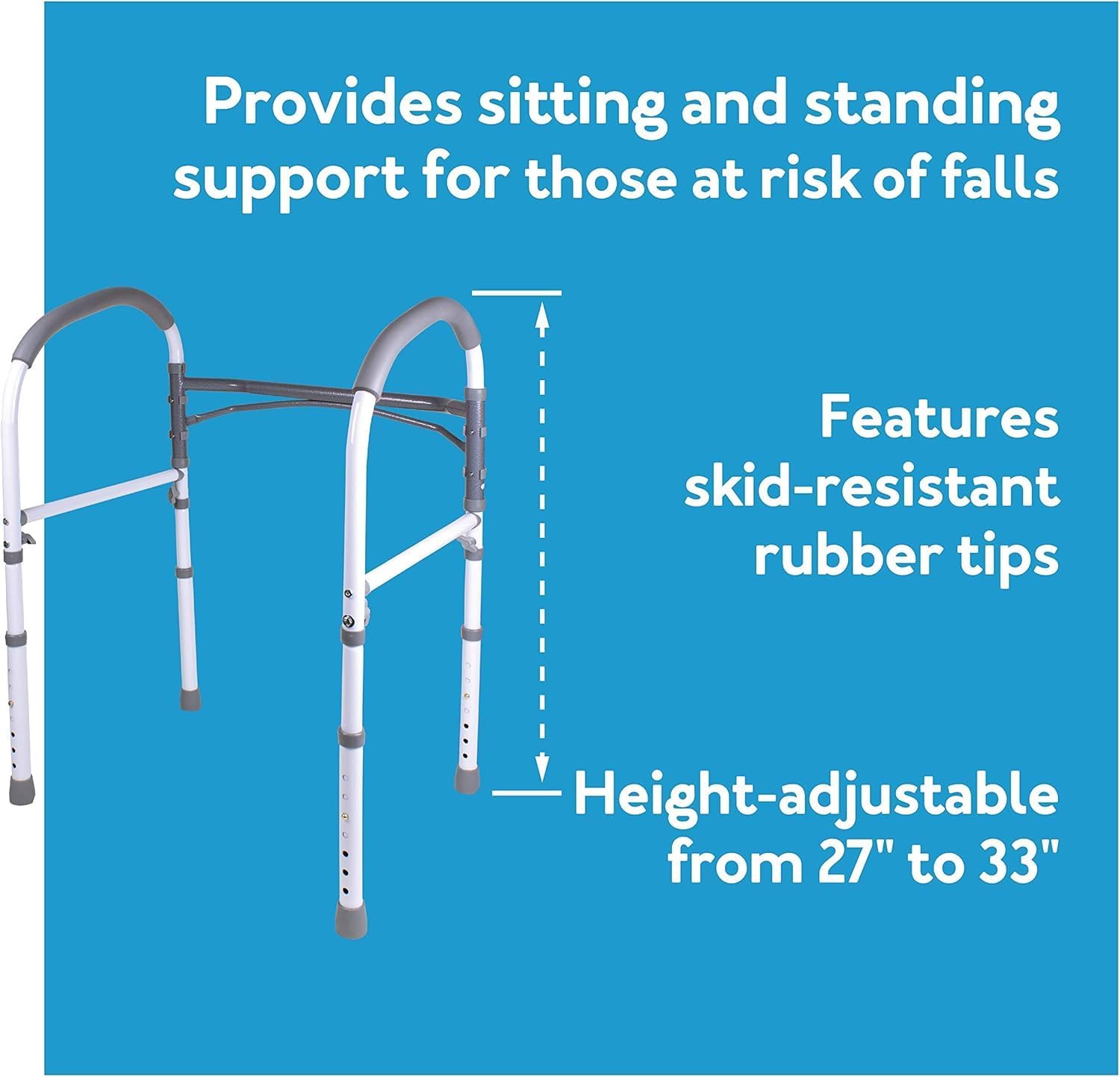 Carex E-Z Lock Toilet Seat and Toilet Safety Frame Combo Pack, 5 Inch Height Toilet Lift Seat Riser for Elderly and Handicap - Fits and Locks to Round or Elongated Toilets