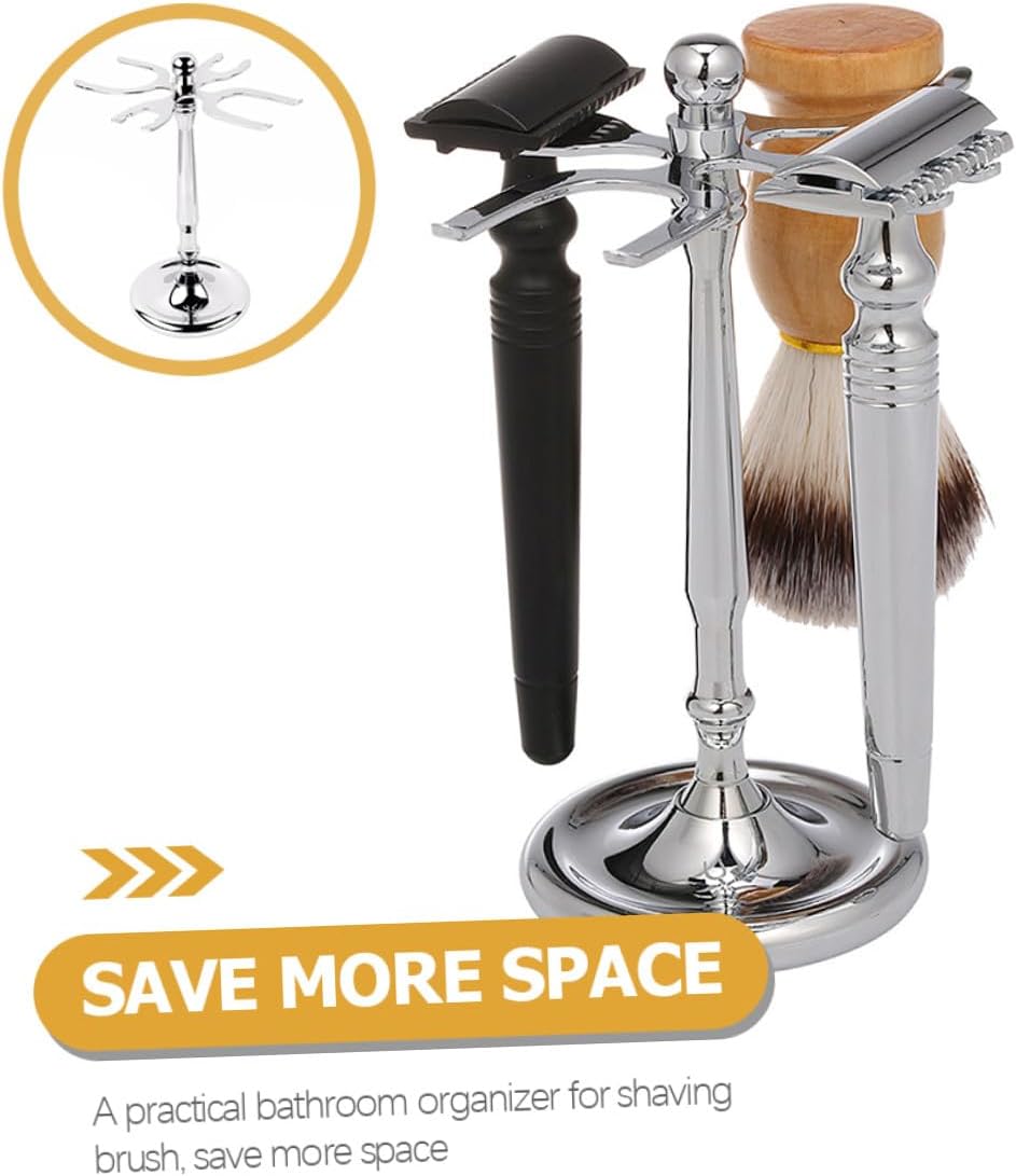 Men Razor Brush Organizer Stainless Steel Stand for Razor and Brush