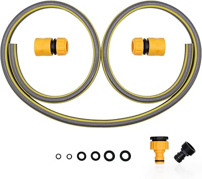 Small Hose Pipe Connection Set for Garden Hose Reel, 1/2 Hose Pipe with Hose Pipe Connectors and 2 in 1 Tap Connector Connect Tap to Hose Trolley Cart 1.5M