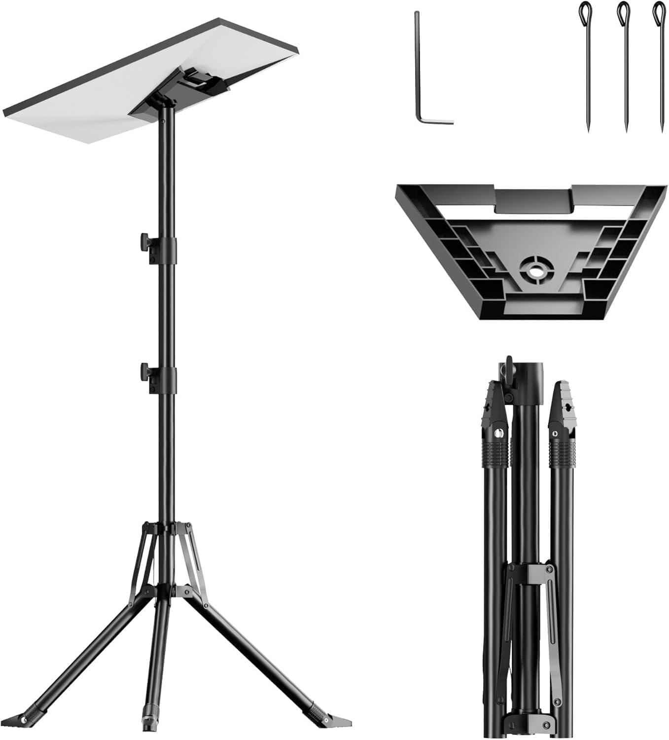 Starlink Mini Tripod, Height Adjustable Starlink Mini Stand with Adapter, Windproof & Portable Starlink Tripod Mount with Ground Nail, Starlink Stand for Outdoor Travel Hiking