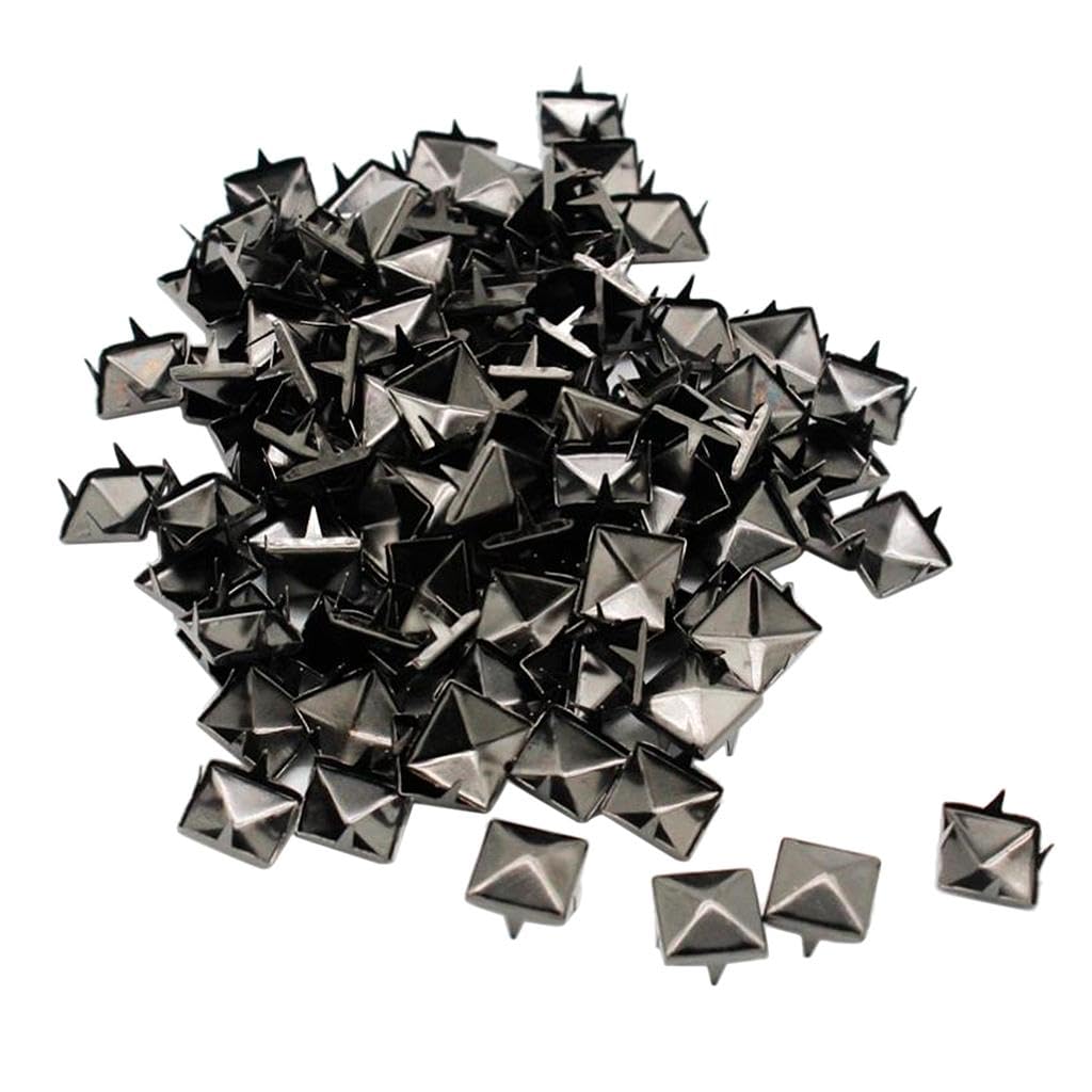 Enakshi 100 Sets Pyramid Square Rivet Stud Nailhead for Belts Leathercraft Black-image-40