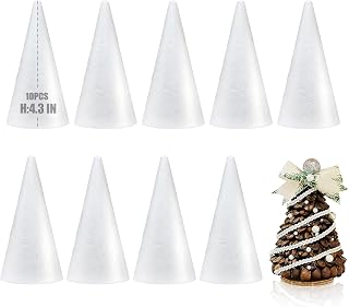 10 Pack Styrofoam Cones for Craft, 4.3x2.2in Craft Foam Tree Cones, White Small Polystyrene Foam Cones for Craft Use for DIY Art Projects, Christmas Tree Holiday Decor (4.3 * 2.2in-10pc)