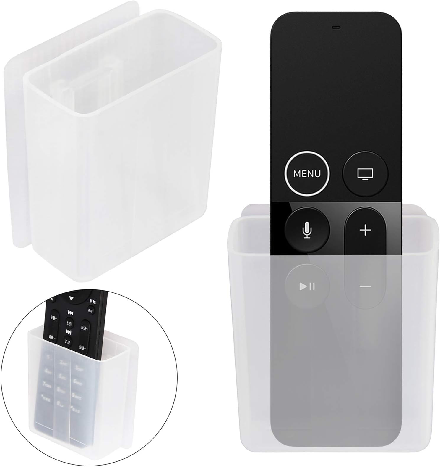 Pinowu [2 Pack] Universal Remote Control Holder, Wall Mount Media Organizer Self-Adhesive Storage Box, Office Supply Accessories