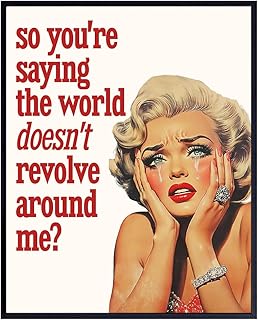Pop Art for Women - Vintage Retro Wall Art - Cute Room Decor Aesthetic - 60s Pinup Girl funny Quotes Wall Decor - 80s Eclectic Art Print - funny Sayings Picture - Wall Decor - Quirky Home Decor