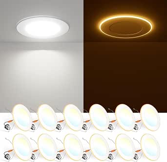 FREELICHT 12 Pack 5/6 Inch 5CCT LED Recessed Lighting with Night Light