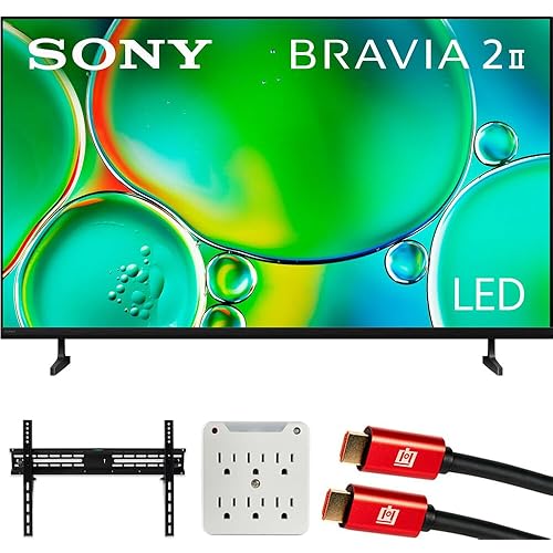 Sony K50S20M2 BRAVIA 2 II 50 inch 4K HDR Smart LED Google TV (2025) Bundle with Deco Mount 37"-70" TV Wall Mount Bracket Kit, 6FT 4K HDMI Cable and 6-Outlet Surge Adapter with Night Light