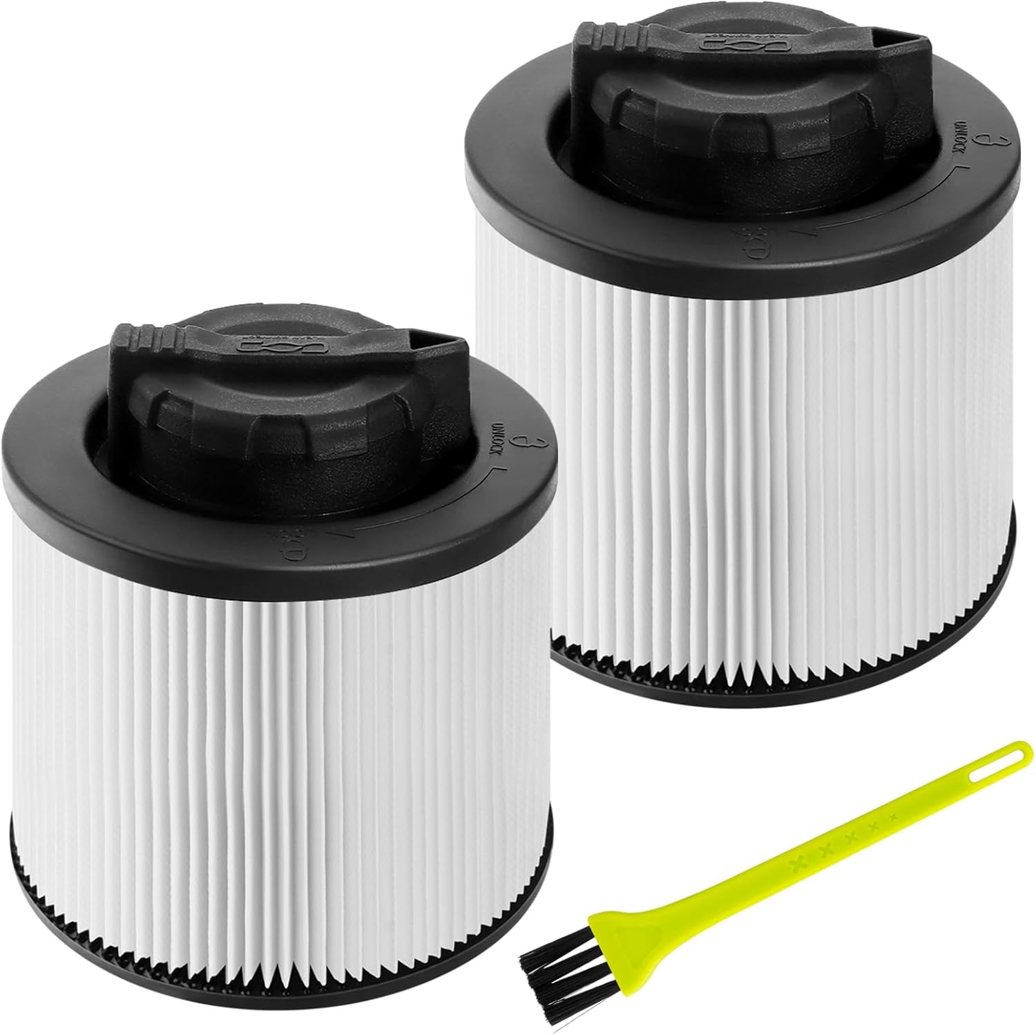 2 Pack DXVC4001 Cartridge Filter Replacement Fit for 4-5 Gallon Wet/Dry Vacuum Cleaners DXV04T, DXV05P, DXV05S, DXV06G, DXV08SA, DXV08S,DXV08SL, Washable and Reusable