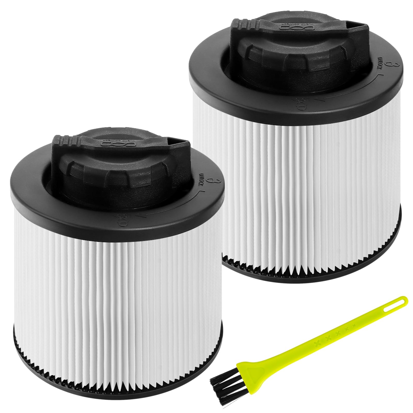 Lot de 2 filtres à cartouche DXVC4001 de rechange pour aspirateurs secs/humides DXV04T, DXV05P, DXV05S, DXV06G, DXV08SA, DXV08S, DXV08SL, lavables et réutilisables