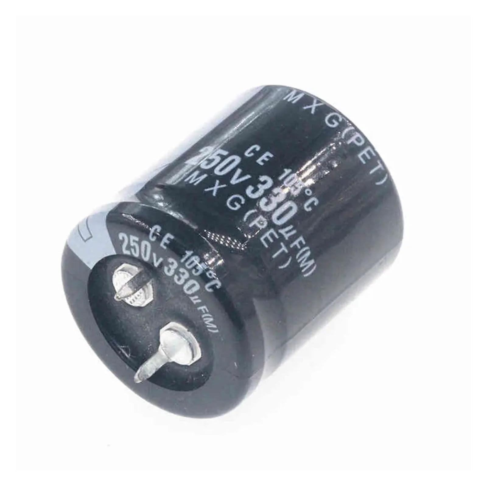 Condensateur 330uF 250V 22x30mm compact en aluminium à broches radiales pour soudure sur circuit imprimé