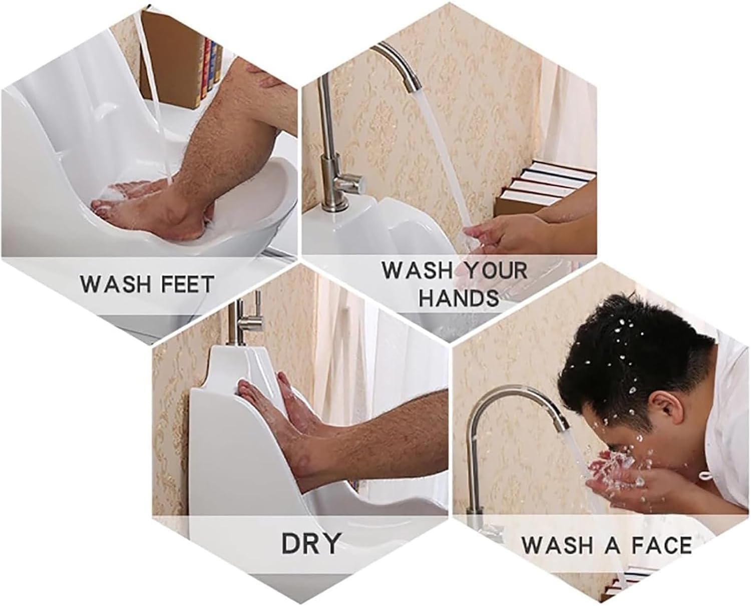 Lavabo musulmán de ablución para lavado de manos y pies, purificador