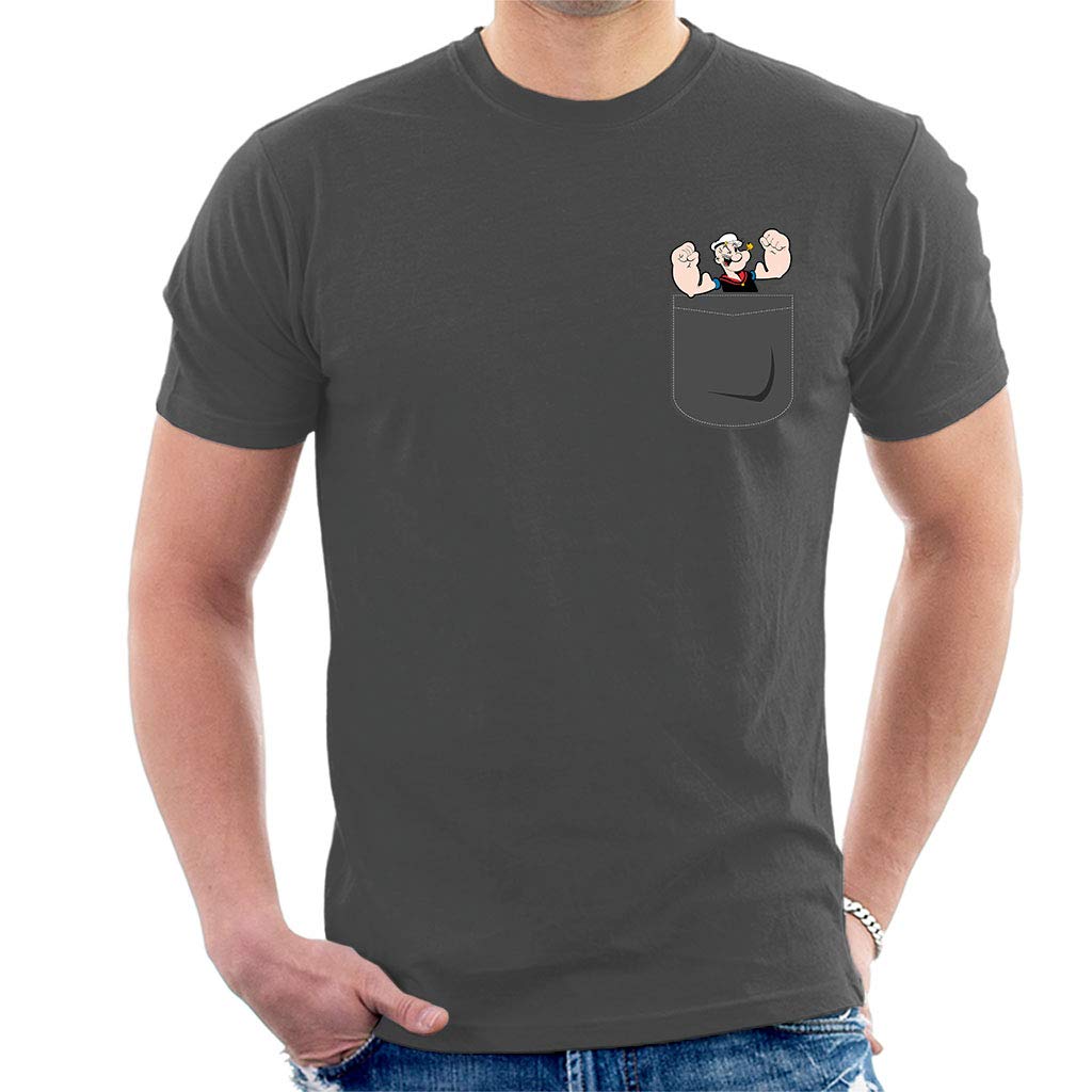 Popeye Pocket Print Men's T-Shirt Charcoal