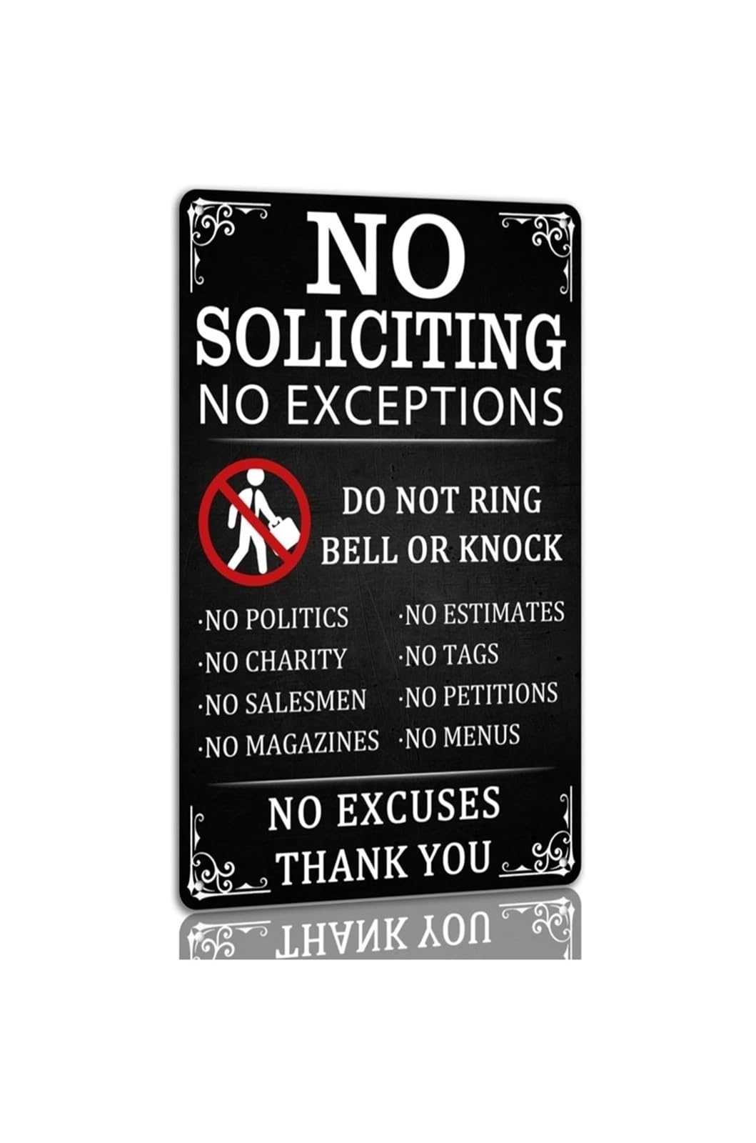 MQXFCZUX No Soliciting Do Not Ring Bell Or Knock Metal Tin Sign Vintage Funny Warning Door Sign for House Porch 8 X 12 inch